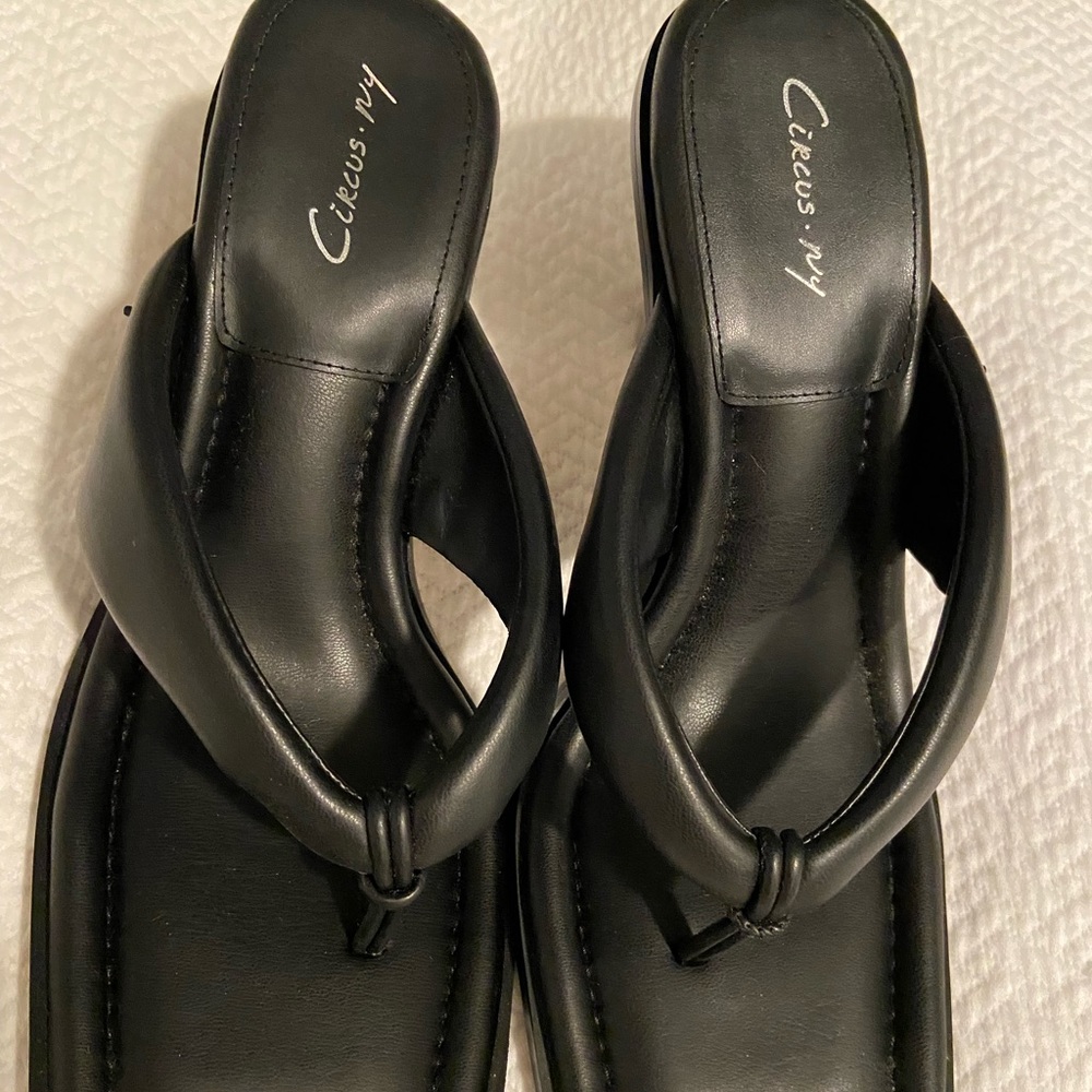 Black sandals, 3 inch heels, size 11, never worn